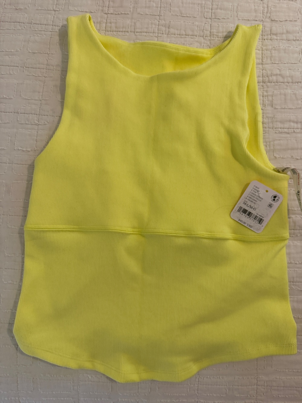 Free People Neon Yellow Ribbed Tank Top